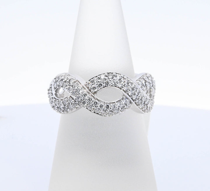 14K White Gold 1ct Diamond Twisted Fashion Ring