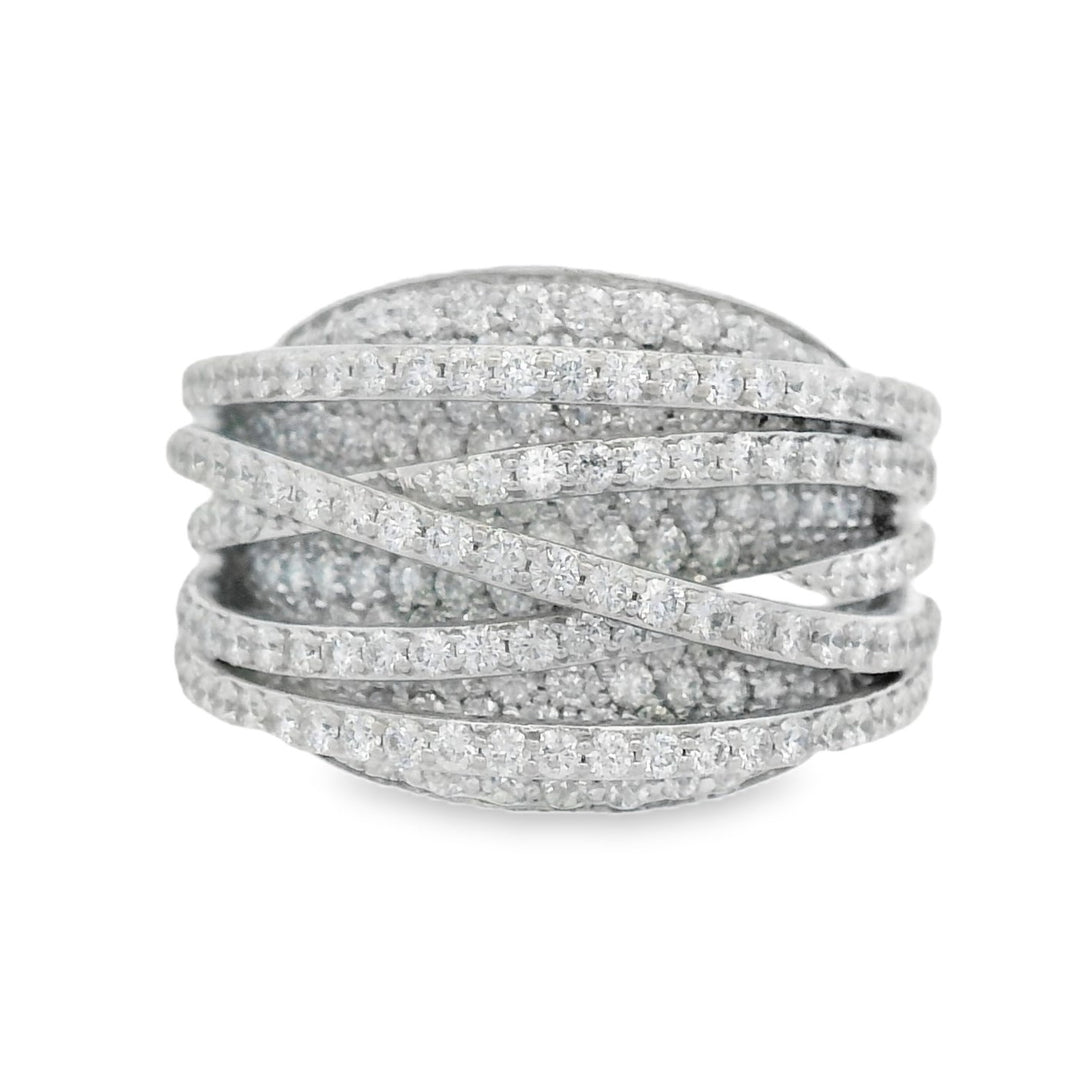 14K White Gold 3.70ctw Diamond Multi-Strand Ring