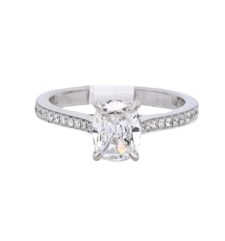 18K White Cushion Diamond 1.01Ct Solitaire Engagement Ring