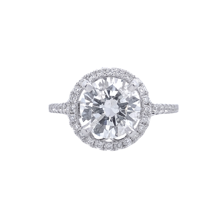 14K White Round Diamond 2.10Ct Halo Engagement Ring