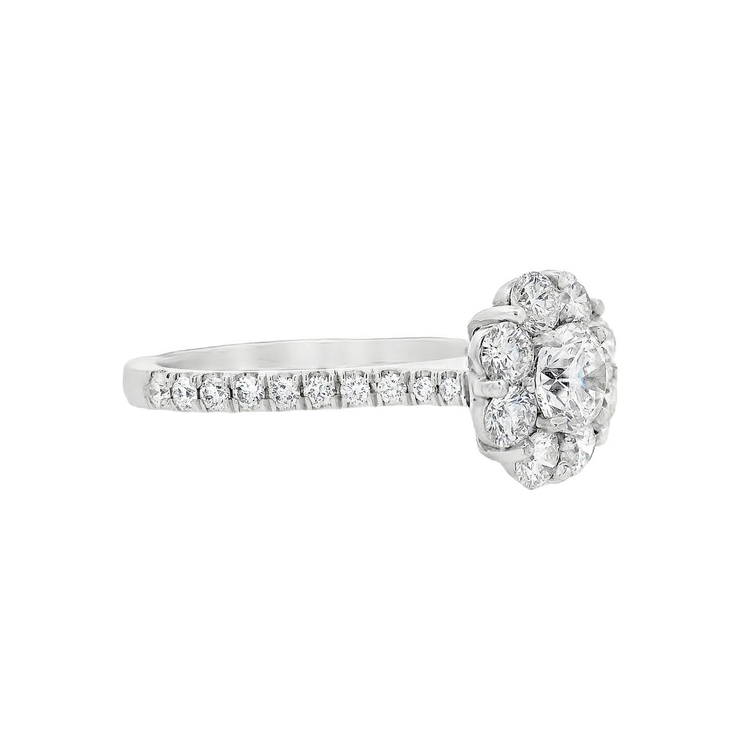 18K White Round Diamond 1.34Ct Halo Engagement Ring