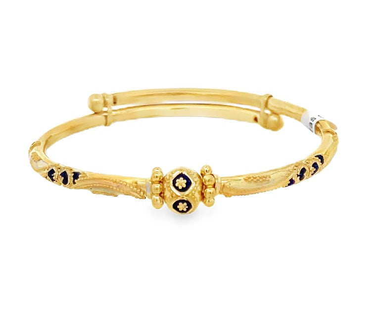 22K Yellow Gold Expandable Infant Bangle Bracelet
