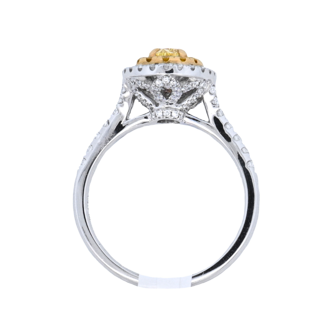 14K Two-Tone Oval Yellow Diamond Fashion Ring