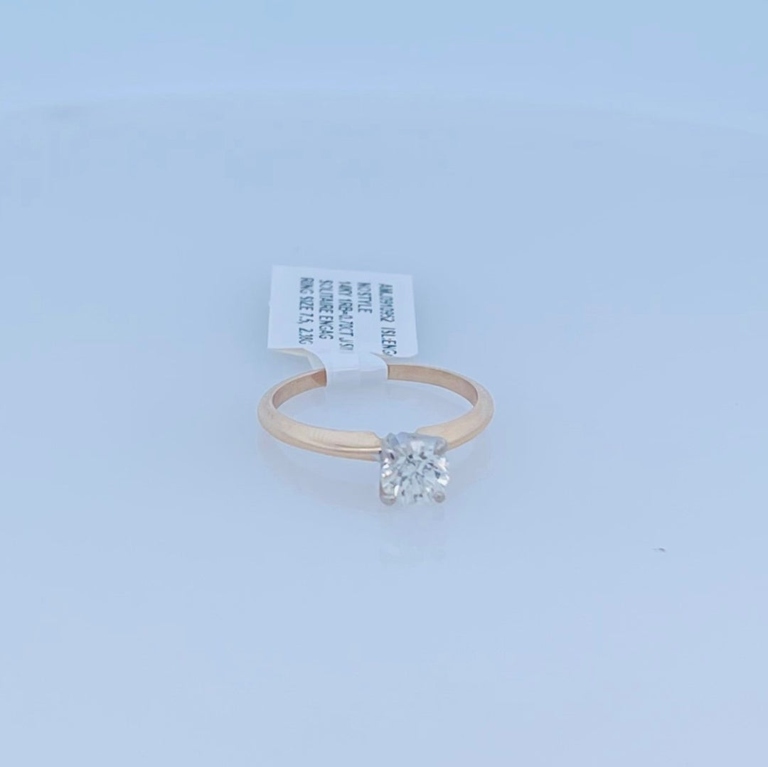 14K Yellow Gold Round Diamond 0.70Ct Solitaire Engagement Ring