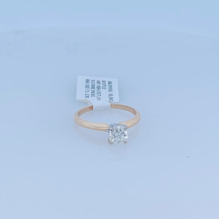 14K Yellow Gold Round Diamond 0.70Ct Solitaire Engagement Ring