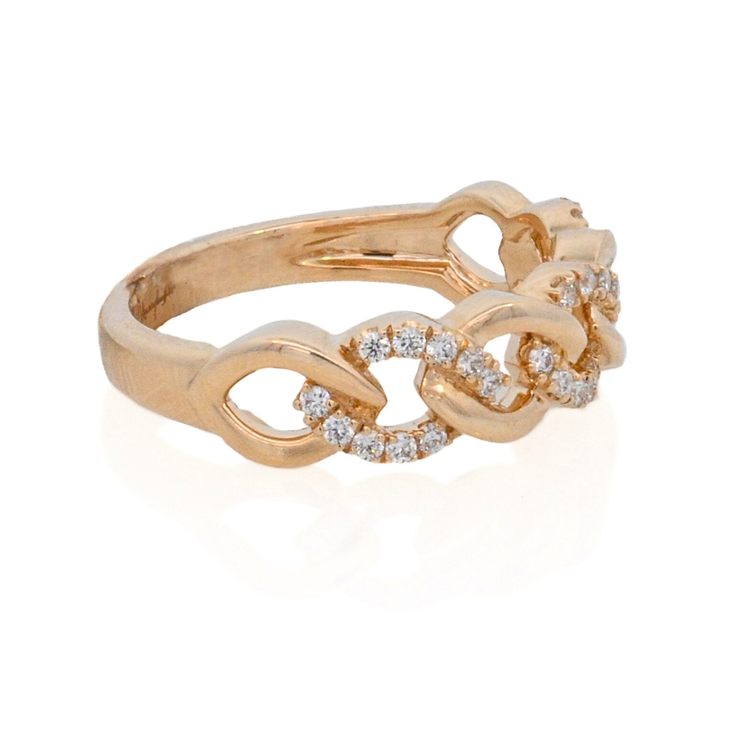 14K Yellow Gold 0.24ct Diamond Cuban Link Ring