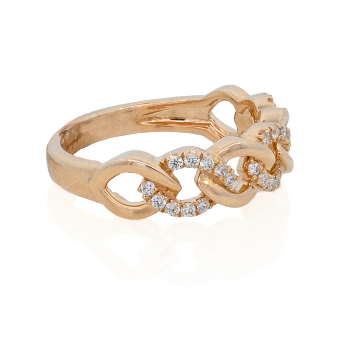 14K Yellow Gold 0.24ct Diamond Cuban Link Ring
