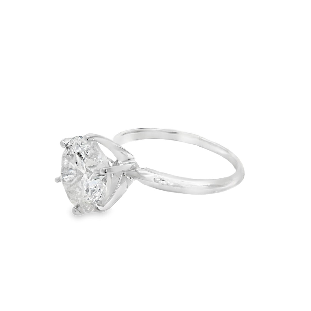 14K White Round Diamond 4.00Ct Solitaire Engagement Ring