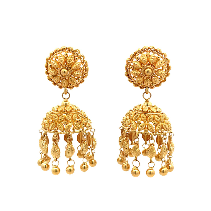 22K Yellow Gold Statement Drop Earrings