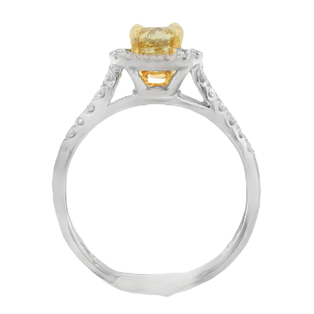 18K Yellow Gold 0.81ct. Oval Yellow Diamond Halo Fashion Ring