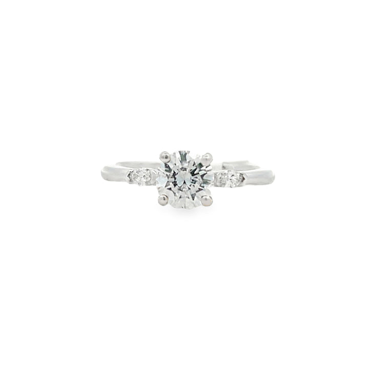 14K White Gold 1.01 CT Round Diamond 3-Stone Engagement Ring