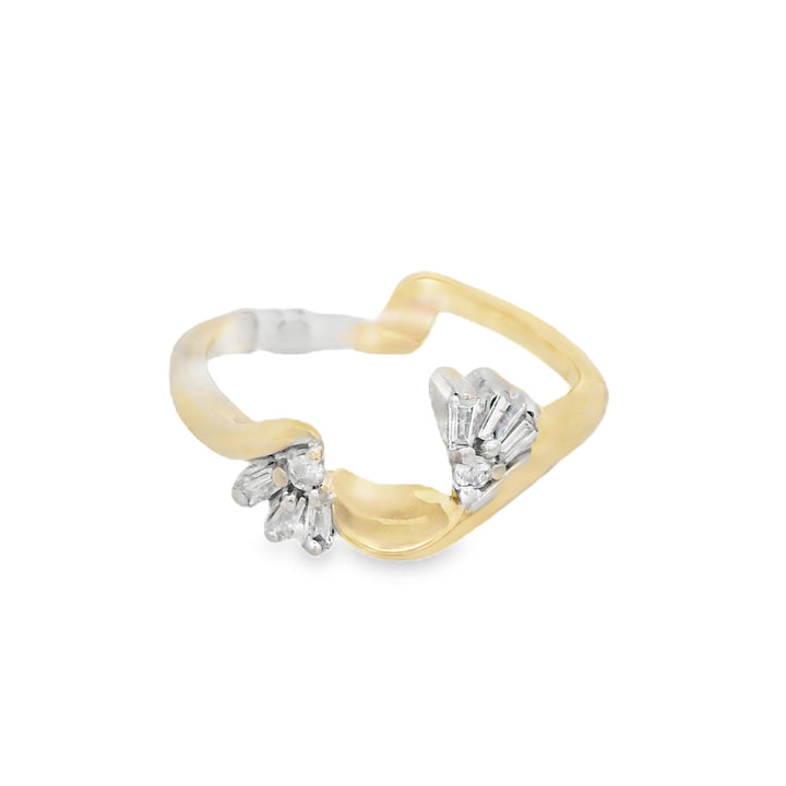 14K Yellow Gold 0.20ctw Multi-Cut Diamond Curved Band