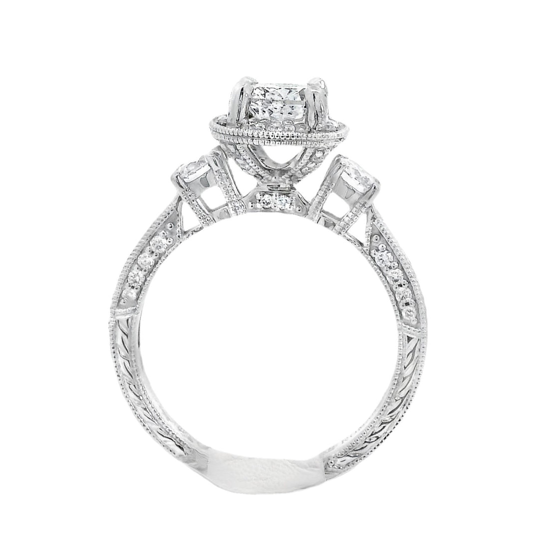 18K White Round Diamond 0.76Ct Halo Engagement Ring