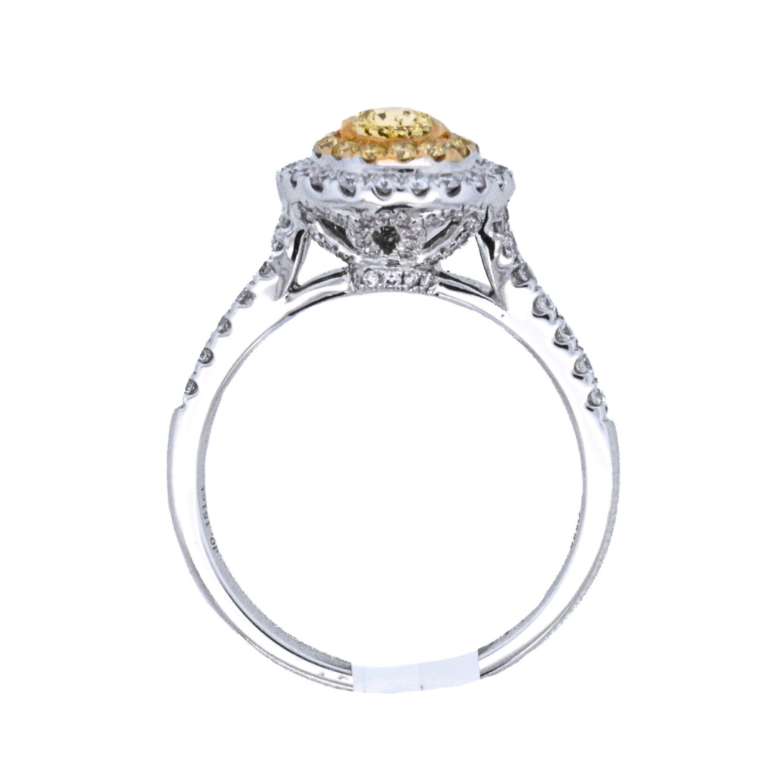 14K Two-Tone Pear Yellow Diamond Halo Fashion Ring