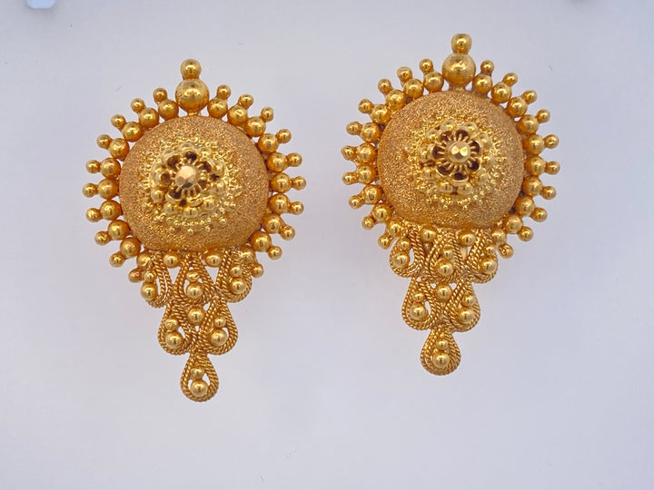 22K Yellow Gold Classic Buky Screw Back Earrings