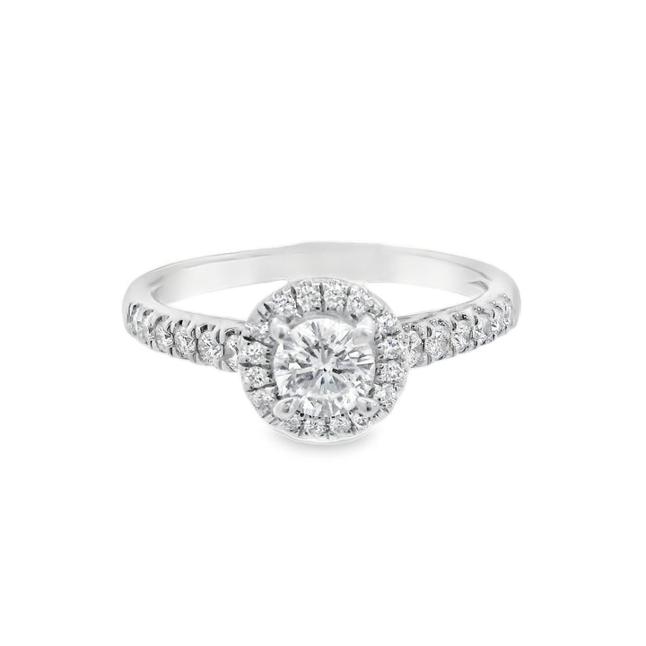 18K White Round Diamond 0.35Ct Halo Engagement Ring