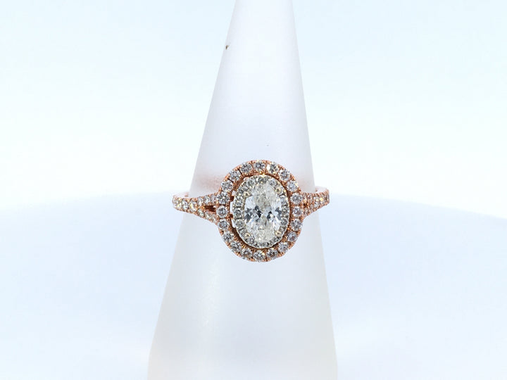 14K Rose Gold Oval Diamond 1.25CT Halo Engagement Ring