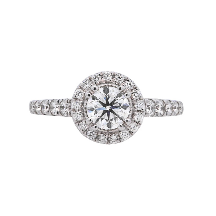 14K White Round Diamond 1.25Ct Halo Engagement Ring