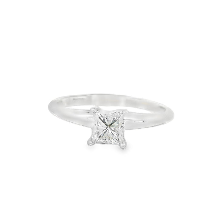 14K White Princess Diamond 0.59Ct Solitaire Engagement Ring