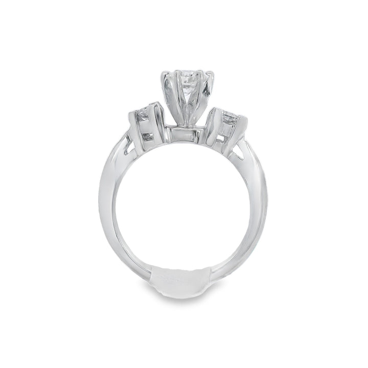 14K White Round Diamond 0.47Ct 3 Stone Engagement Ring