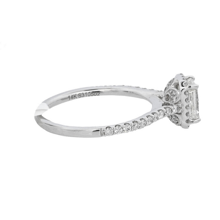 14K White Radiant Diamond 1.01Ct Halo Engagement Ring