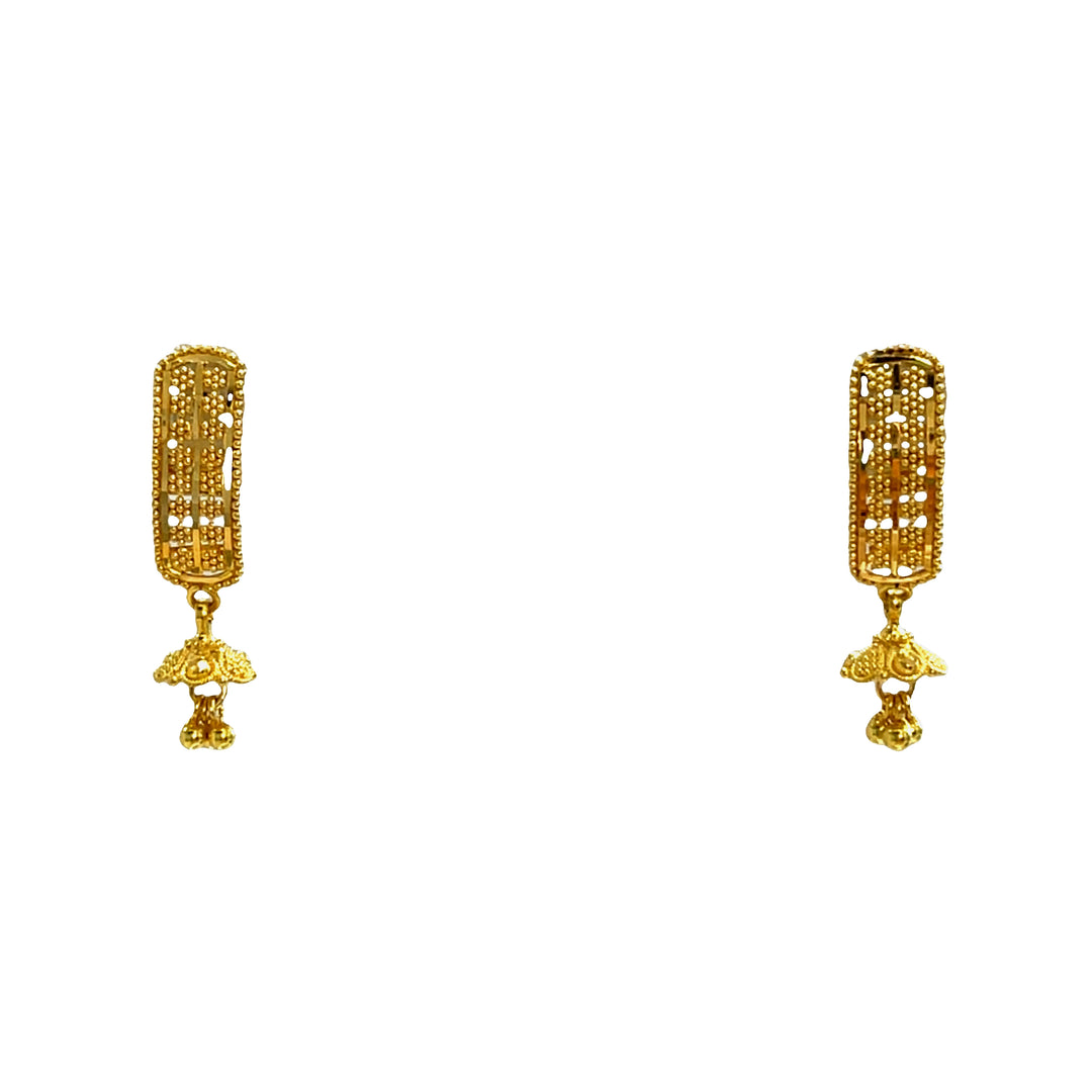 22K Yellow Gold Elegant Dangle Earrings with Secure Screw Backs