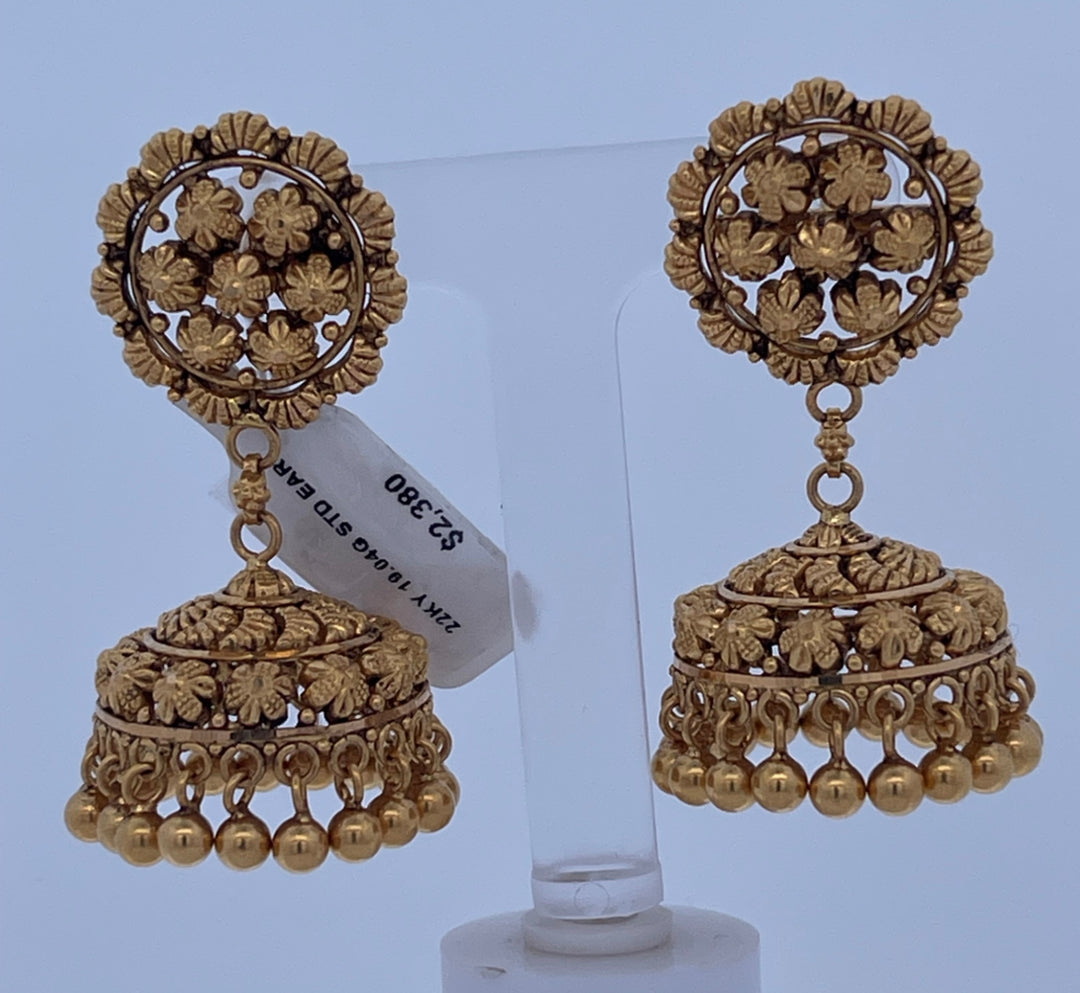 Elegant 22K Yellow Gold Statement Drop Earrings