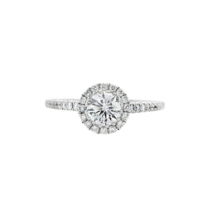 18K White Round Diamond 0.77Ct Halo Engagement Ring