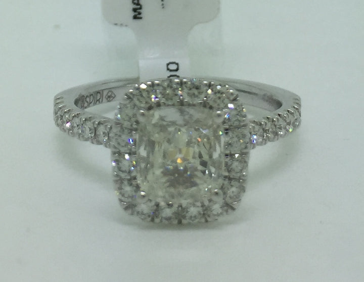 14K White Cushion Diamond 1.07Ct Halo Engagement Ring