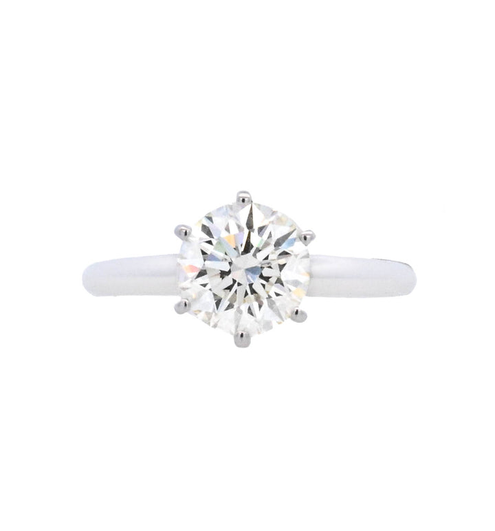 14K White Round Diamond 1.57Ct Solitaire Engagement Ring