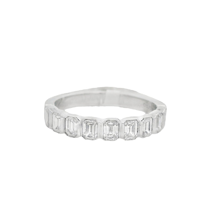 14K White Gold 1ct Emerald-Cut Diamond Half Eternity Band