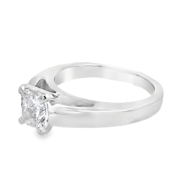 14K White Cushion Diamond 1.00Ct Solitaire Engagement Ring