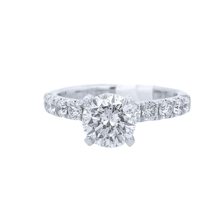 18K White Round Diamond 1.08Ct Solitaire Engagement Ring