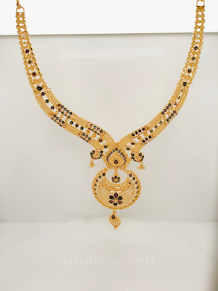 22K Yellow Gold Minakari Multi-Color Necklace