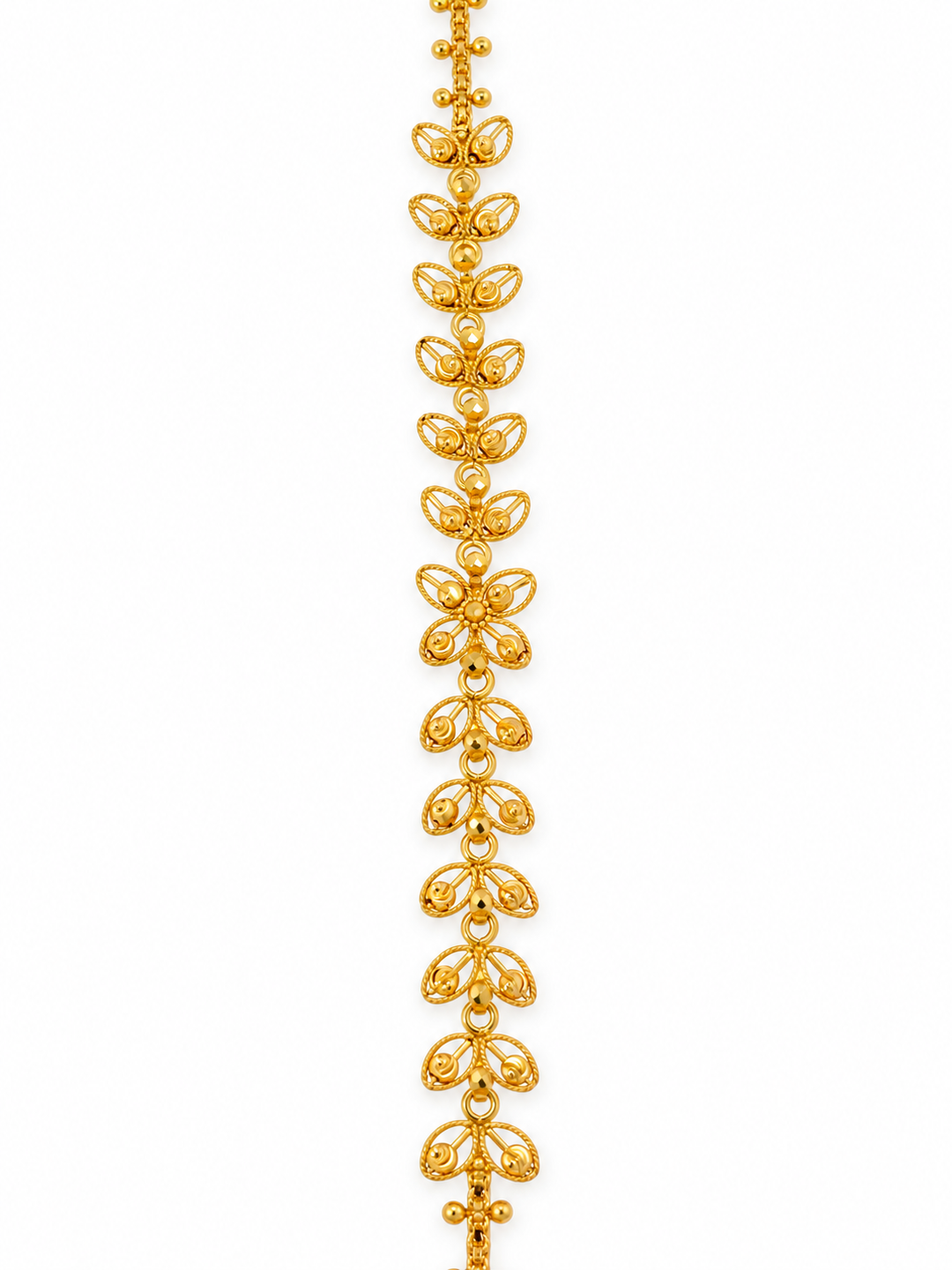 22K Yellow Gold Beaded Leaf Elegant Bracelet