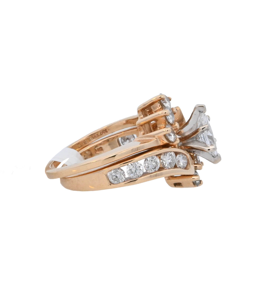 14K Yellow Gold Marquise Diamond Contemporary Bridal Set