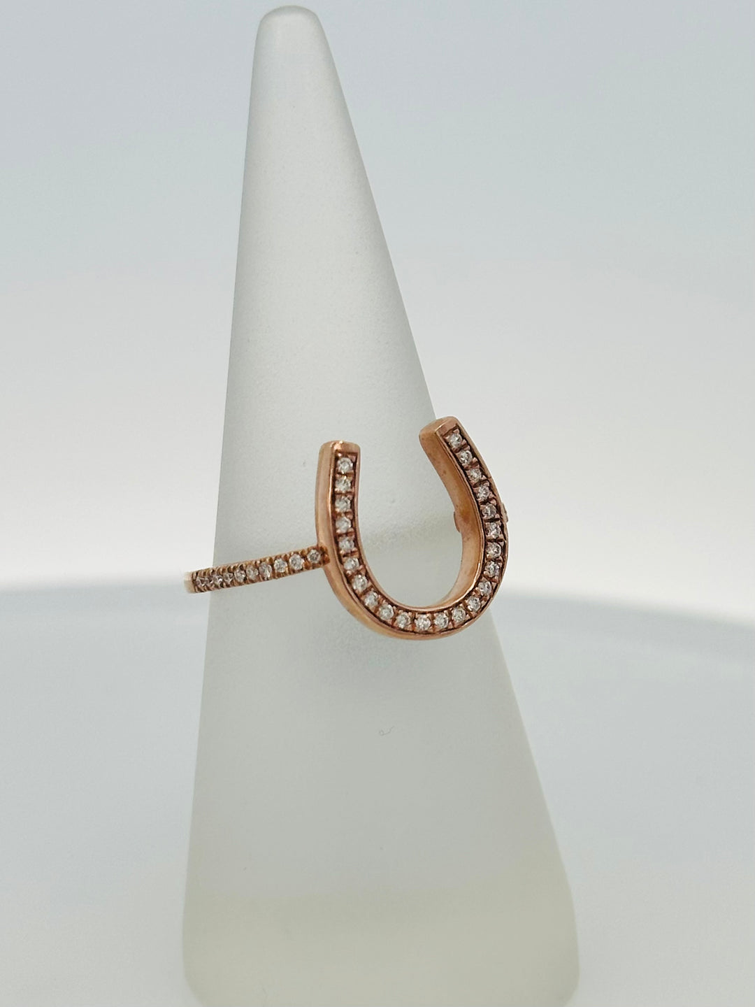 14K Rose Gold 0.15ct. Diamond Horse Shoe Fashion Ring