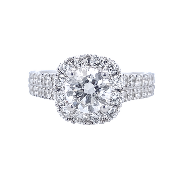 14K White Round Diamond 2.00Ct Halo Engagement Ring