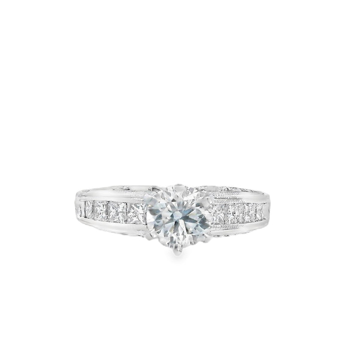 14K White Round Diamond 0.80Ct Vintage Engagement Ring