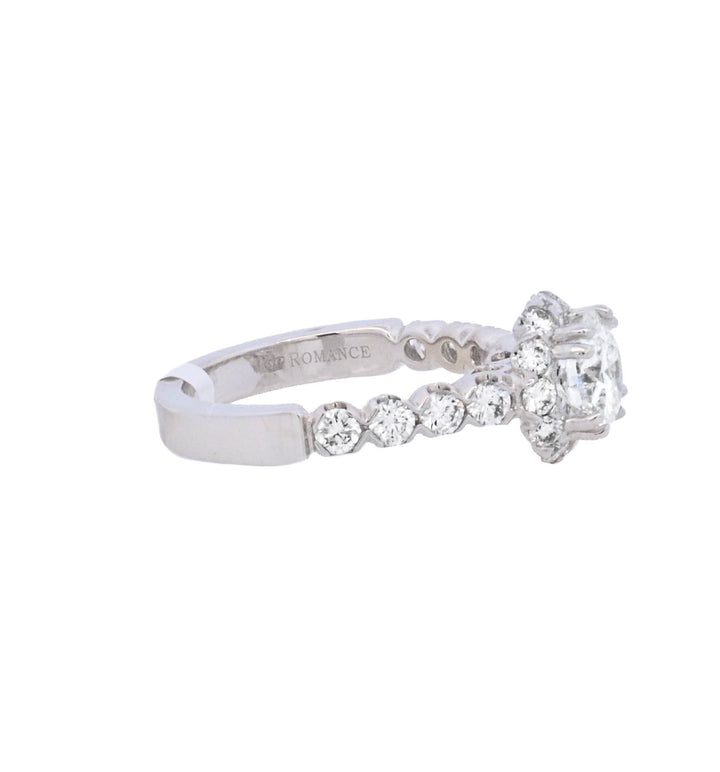 18K White Gold 1.07Ct Round Diamond Halo Engagement Ring