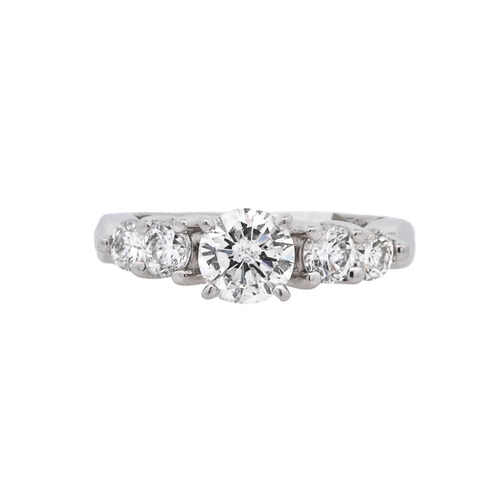 14K White Round Diamond 1.00Ct 5 Stone Engagement Ring