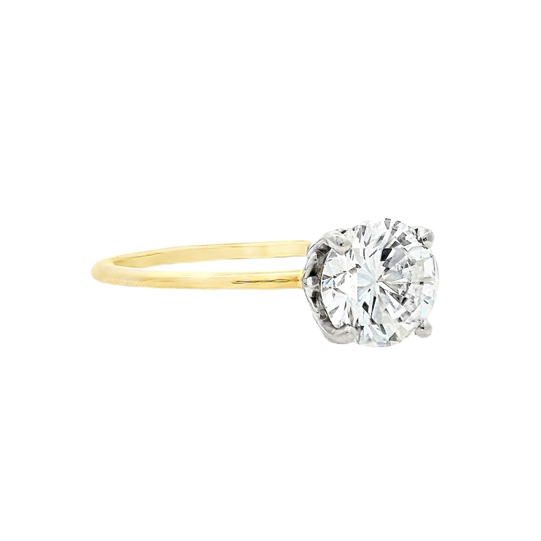 14K Yellow Gold Round Diamond 1.00Ct Solitaire Engagement Ring