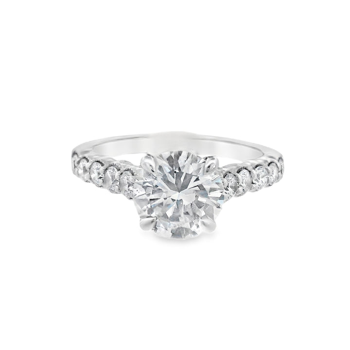 14K White Round Diamond 1.95Ct Solitaire Engagement Ring