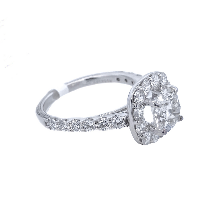 14K White Gold 1.65Ct Round Diamond Halo Engagement Ring