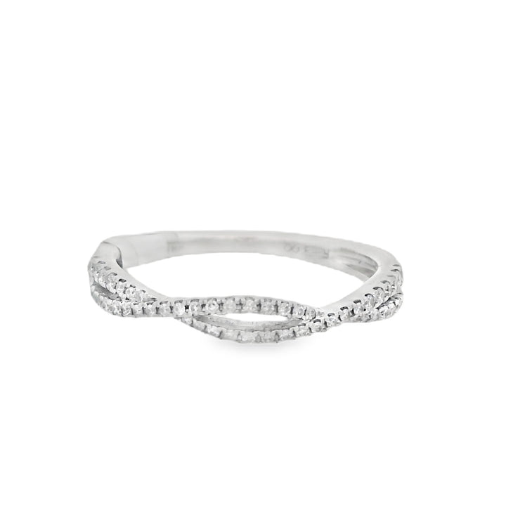 18K White Gold 0.20ct Diamond Twisted Wedding Band