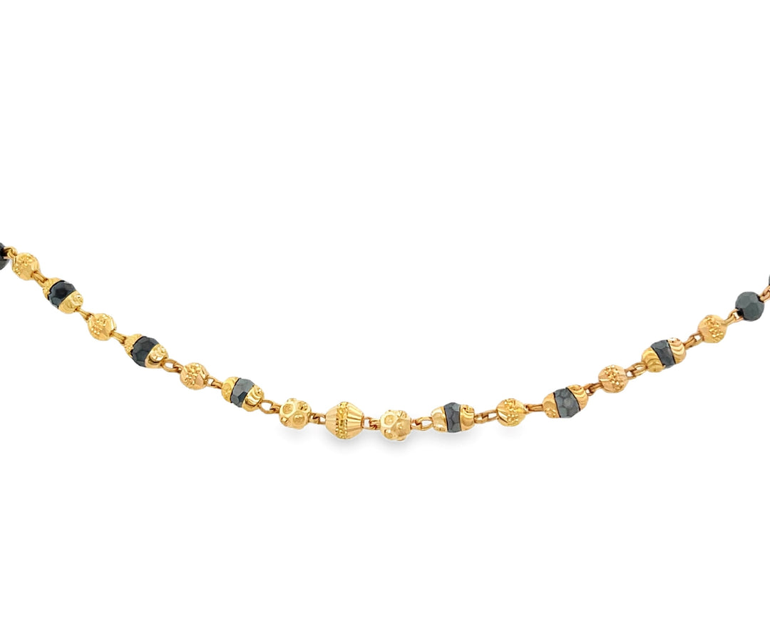 22K Yellow Gold Grey Bead Infant Bracelet Delicate