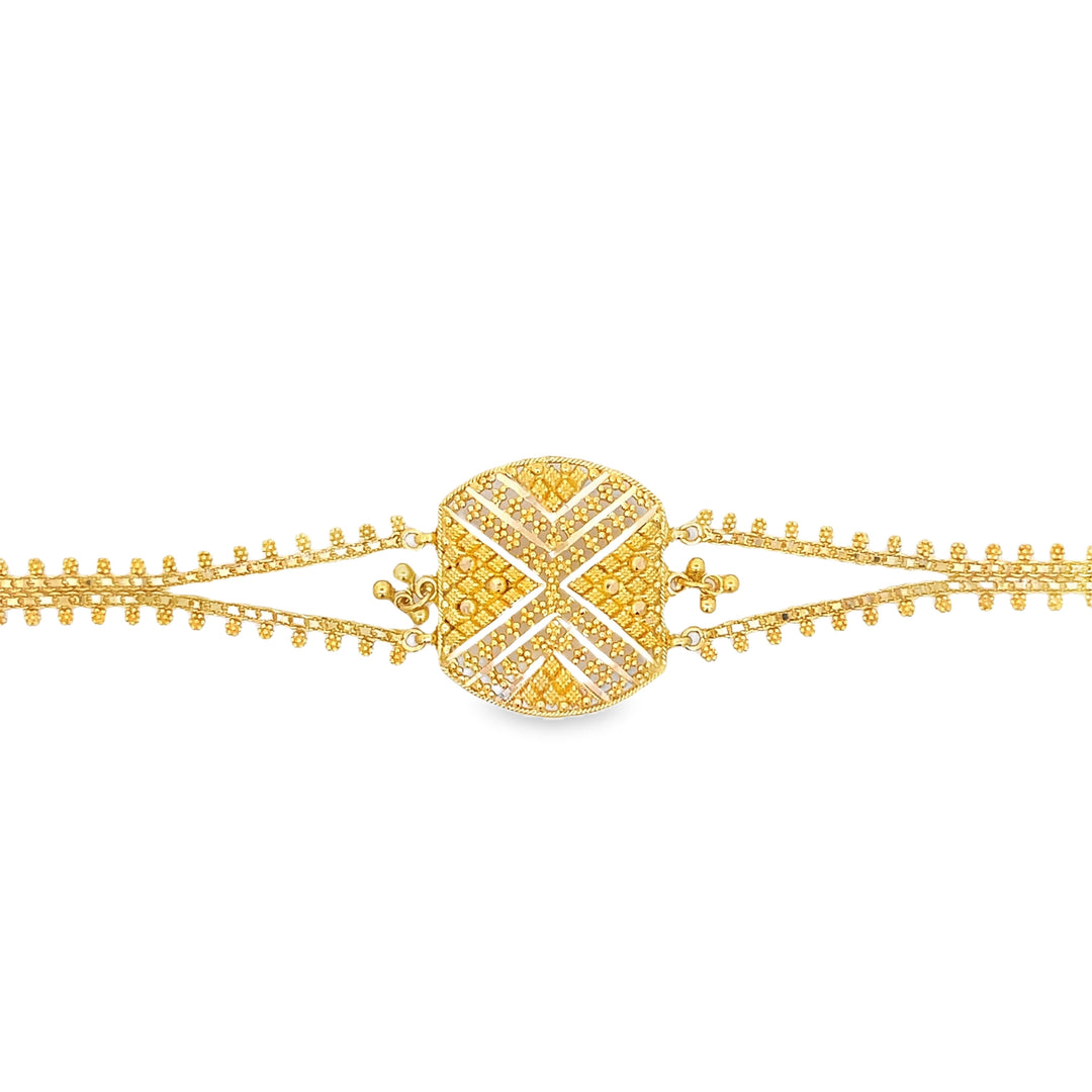 22K Yellow Gold 6'' Pendant Bracelet with Safety Clasp