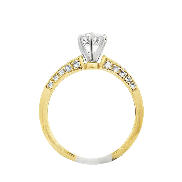 18K Yellow Gold Round Diamond 0.53Ct Solitaire Engagement Ring