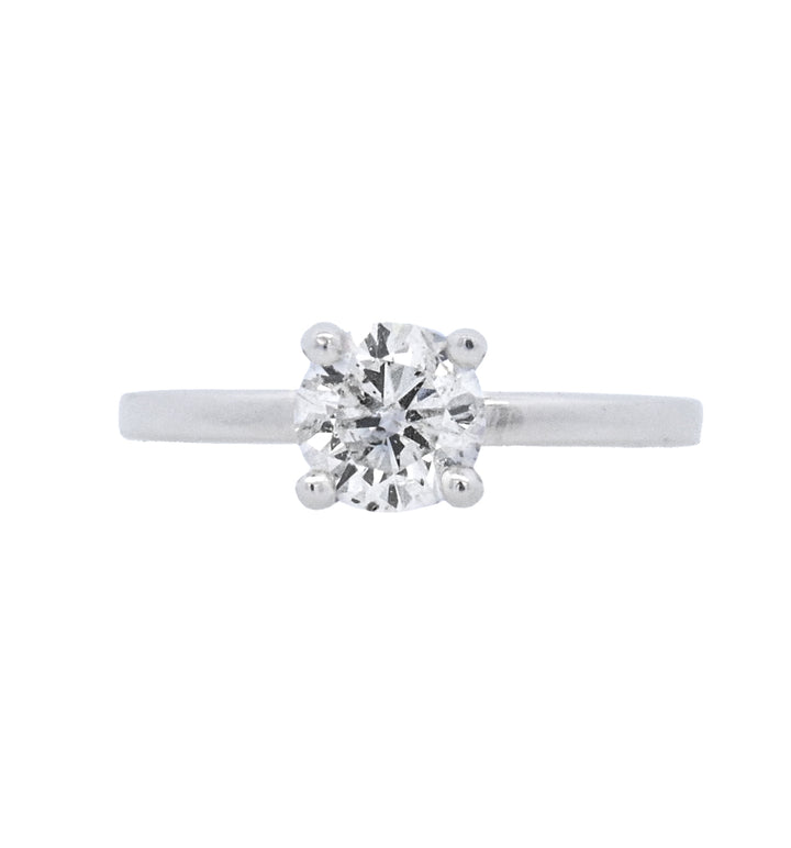 14K White Round Diamond 1.03Ct Solitaire Engagement Ring