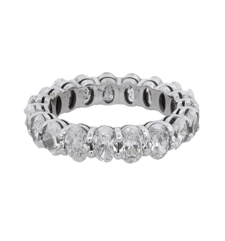 14K White Gold 4.72CT Oval Diamond Eternity Band